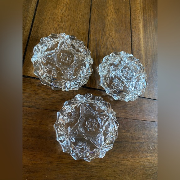 Set of 3 Vintage Crystal Cut Glass Ash Trays - Picture 11 of 11